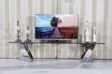 Tempered Glass TV Cabinet with Stainless Steel Base