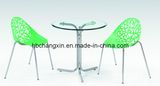 Glass Dining Table with Plastic Chair