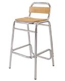 Outdoor Aluminum Wood Slats Barstools (AB-06007)