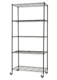 Multi-Purpose 5 Tiers Light Duty NSF Adjustable Metal Storage Rack Shelving on Wheels