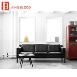 Italian Style Black Color Genuine Leather Modern Sofa Set