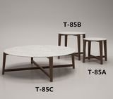 Project Solid Wood and Marble Top Side Table