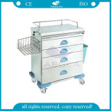 AG-At019 with One Basket Nursing Equipment Movable Hospital Crash Cart Medical Trolley