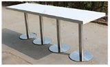 White Height Extra Long Bar Table with Stainless Steel Base