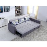 Small L Shaped Fabric Sofa with Sofa Bed Function