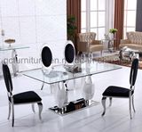Simple Style Clear Glass Top Dining Table