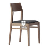 Beech Wooden Chair with Black Leather Seating