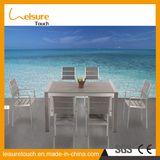 Realable Quality Garden Aluminum Outdoor Dining Furniture Plastic Wood Chair Table Set