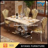 Italian Metal Furniture Modern Steel Dining Table Marble Dining Table