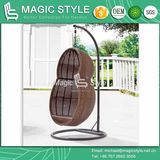 Peanut Shape Wicker Swing Outdoor Wicker Swing Chair with Cushion Patio Hammock (Magic Style)