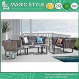 Outdoor Wicker Sofa with Cushion Modern Rattan Sofa Set Garden 2-Seat Sofa Wicker Weaving 3-Seat Sofa Leisure Patio Sofa Coffee Table for Cafe