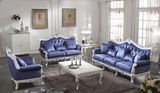 0036 Solid Wood White Painting with Silver Decoration Classical Fabric Sofa