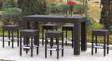 Outdoor Wicker/Rattan 6 Seater Bar Stool Set