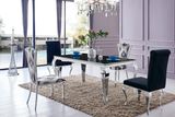 Modern Stylish Glass Stainless Steel Black Dining Table Set