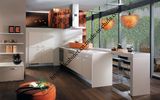 White Linear Style Kitchen Cabinet with Pantry Cabinet