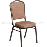 Hotel Furniture Crown Back Stacking Banquet Chair with Gold Diamond Patterned Fabric and Mould Foam