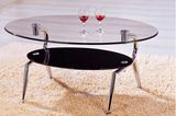 Round Tea Table with Glass on Table Top