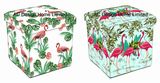 Flamingo Design Square Cube PU Leather and Wooden Folding Storage Seat Ottoman Stool