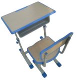 Plastic Covered Edge Sigle Desk and Chair for School