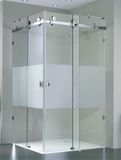 Corner Entry Frameless Sliding Stainless Steel Top Roller System Shower Enclosure (A013)