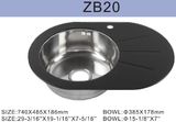 Tempered Glass Top Stainless Steel Single Kitchen Sink with Drainboard