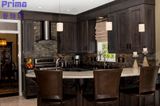 Apartment Project Espresso Wood Kitchen Cabinet with Glass Insert