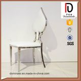 White PU Leather Stainless Steel Frame Queen Dining Chair