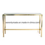 Hotel Bar Furniture Gold Stainless Steel Frame High Bar Dining Table