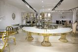 Big Size Glass Round Table with Stainless Steel Base