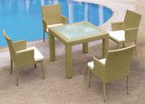 5 PCS Set Square Dining Set Rattan Table and Chairs Garden Furniture
