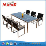 Woven Rattan Chair Glass Top Dining Table Set