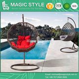 Patio Wicker Hammock with Cushion Rattan Metal Swing Garden Wicker Swing Outdoor Rattan Hanging Chair Wicker Weaving Balcony Swing