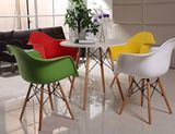 Eames Daw Armrest Plastic Chair with Wood Base