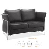 Black Color Leather Type Leisure Office Sofa with Stainless Steel Frame