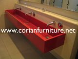 Red Corian Wall Hung Bathroom Basin
