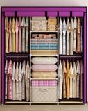 Home Storage and Organizer Non-Woven Cover Iron Tubes Large Capacity Assemble