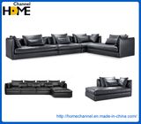 Italy 7 Seater Sectional Black Top Grain Leather Sofa for Living Room (HC3036)
