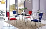 Itanlian Modern Black Glass Top Dining Center Table with Dining Chair