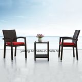 Competive Outdoor Patio Coffee Set by Sythetic PE-Rattan Garden Set (YT098) with Stackable Chair and Coffee Table