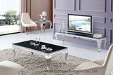 Modern Living Room European Stylish Black Glass Center Tea Table