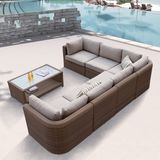 Outdoor Patio Wicker Home Hotel Office Garden Medi Lounge Sofa Set (J587)