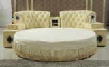 Luxury Home Furniture Modern Leather Soft Round Bed for Bedroom