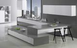 High Gloss Lacquer Kitchen Furniture with Timber Veneer Cabinets (zz-003)