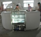 Cafeteria Shop Bar Furniture Countertop White Half Round Corian Marble Cafe Counter