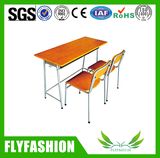 Wood School Furniture Double Desk Sets for Student