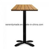 Square Slatted Wooden Outdoor Restaurant Dining Table