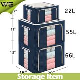 Fabric Collapsible Foldable Steel Shelf Lidded Storage Box with See-Through Window