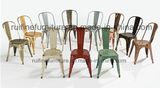 Antique Vintage Wine Red Blue Industry Metal Stackable Chair
