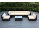 7 Piece Outdoor Patio Furniture PE Rattan Sectional Sofa Set