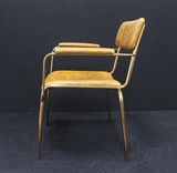 Shiny Golden Steel Frame Master Chair Dining Chair with Armrest